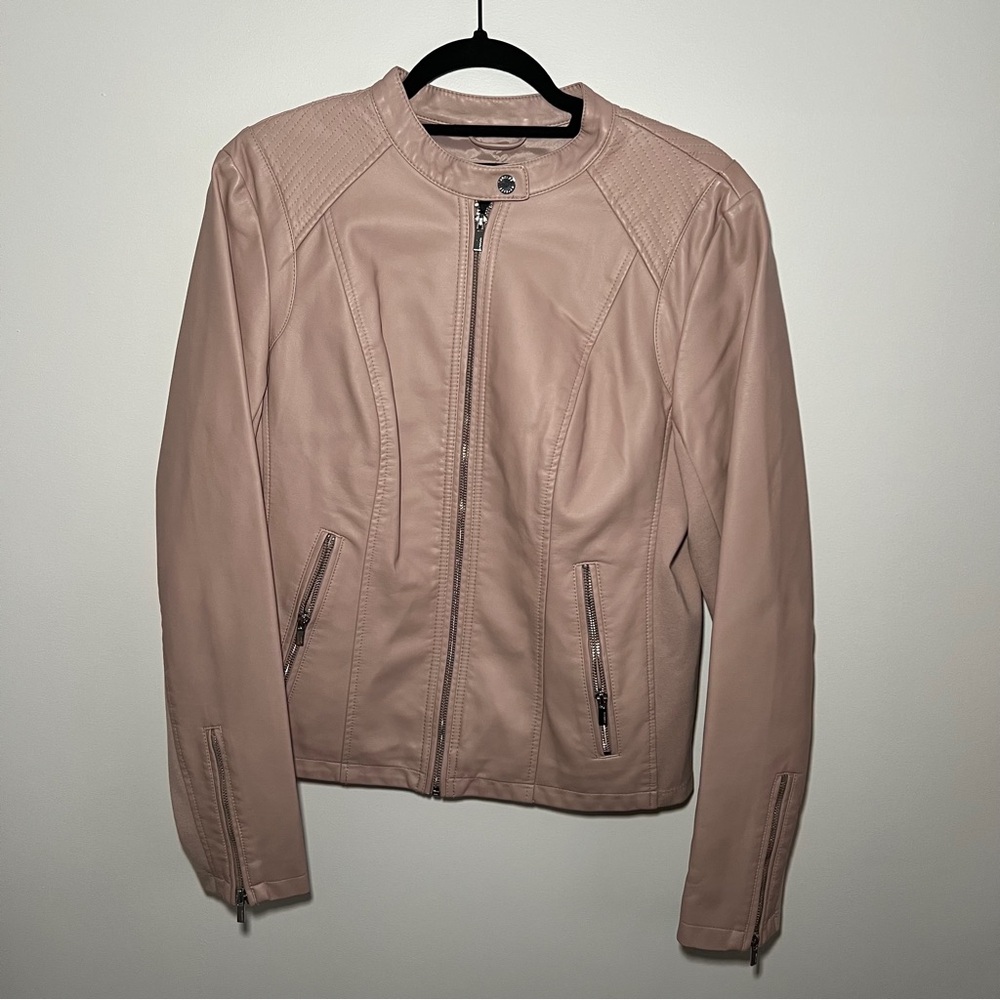 Express Blush Pink Faux Leather Moto Jacket Size L